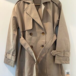 Jou Jou Beige Double-Breasted Trench Coat